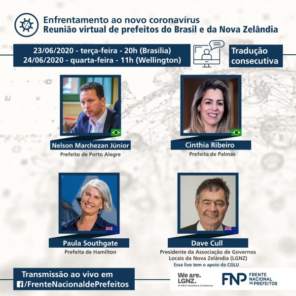 Prefeitos brasileiros e neozelandeses vão discutir ações de combate à COVID em live da FNP